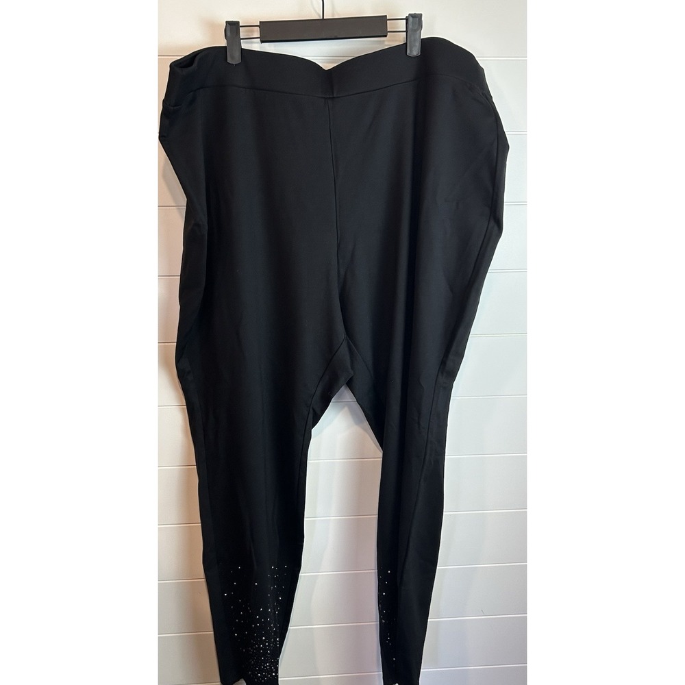 Lane Bryant Black Elastic Waist Knit Pants with Gem Detail Women's Sz 26/28 NWT